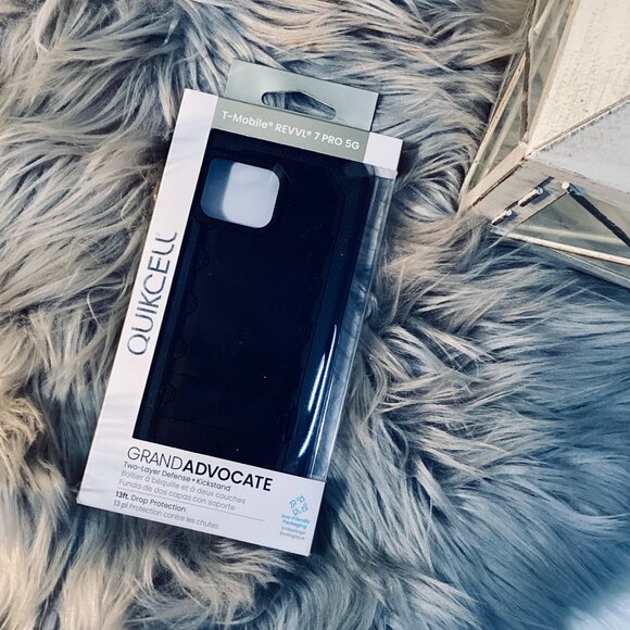 T-Mobile REVVL 7 PRO 5G Grand Advocate Case w/ Kickstand by Quikcell ARMOR BLACK - Picture 1 of 2